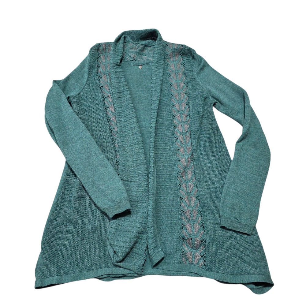 Anthropologie Knitted & Knotted Women's Green Knit Open Front Cardigan Sweater S